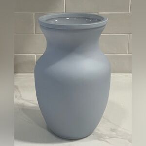 Baby Blue Colored Frosted Glass  Flower Vase 8” Summer Decor Baby Shower Wedding